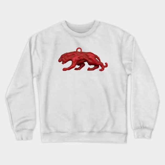 Red panther on blue grass Crewneck Sweatshirt by VrijFormaat